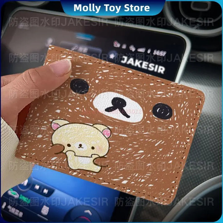 Kawaii Rilakkuma Driver'S License Protective Leather Cover Cartoon Cute Id Card Sleeve Anti Loss Wear-Resistant Girls Gifts