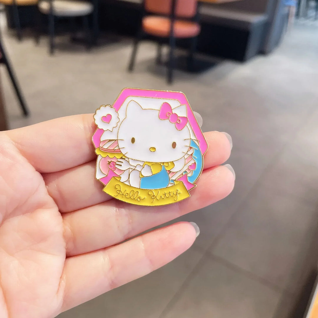 Kawaii Sanrio Hello Kitty Alloy Brooch Cinnamoroll Kuromi My Melody Pochacco Sweet Badge Clothing Bag Accessories