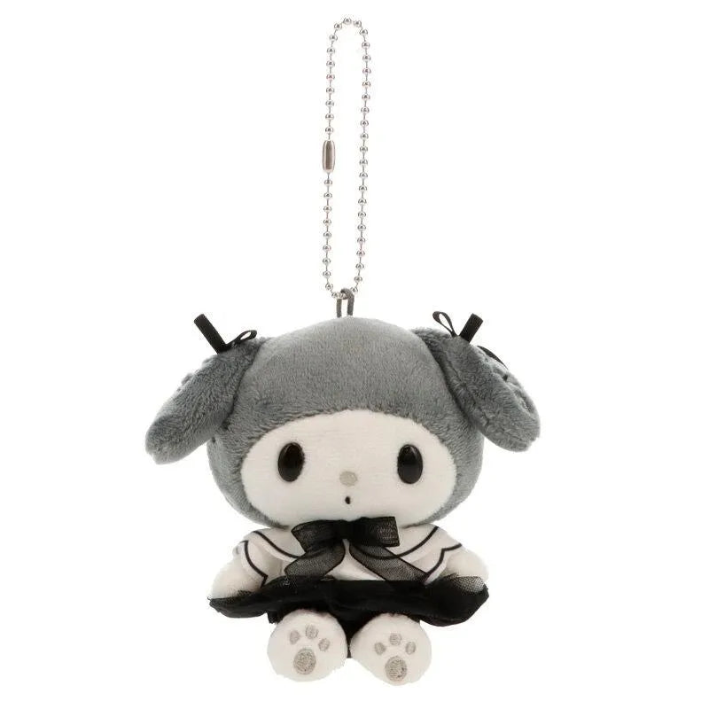 Kawaii Sanrio My Melody Hello Kitty Cartoon Plush Toys Black and White Keychain Backpack Pendant Decoration Girl Birthday Gift