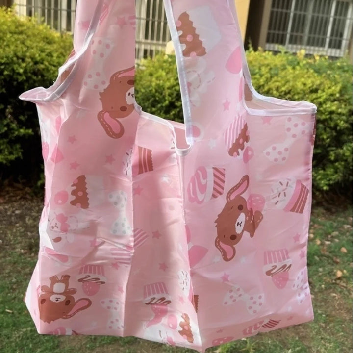 My Melody Sugarbunnies Masyumaro Shopping Bag Cartoon Cute Storage Bag Collapsible Handbag Shoulder Bag Lunch Bag Shopping Bag