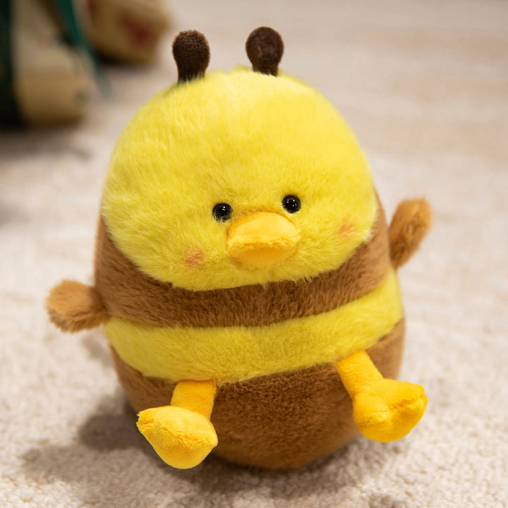 Cute Bee Plush Doll Bee Holding Gold Coins Plush Toy Bee Duck Pendant Key Chain Soft Stuffed Animal Bee Kid Birthday Xmas Gift
