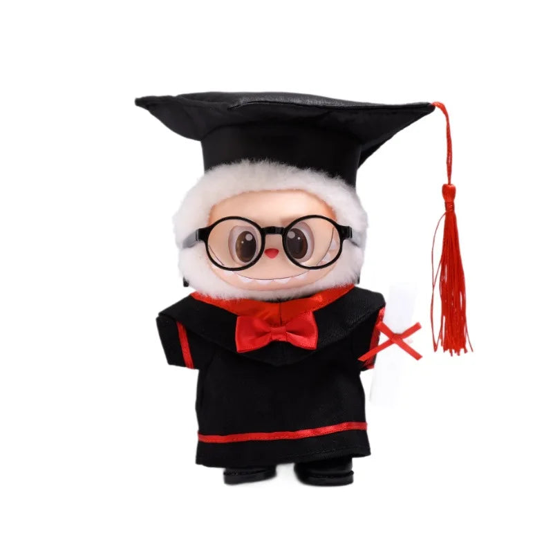 Labubu Doll Clothes Graduation Bachelor's Robe Set 15/17cm Plush Doll'S Clothes Labubu I II Idol Dolls Sitting Party Accessories