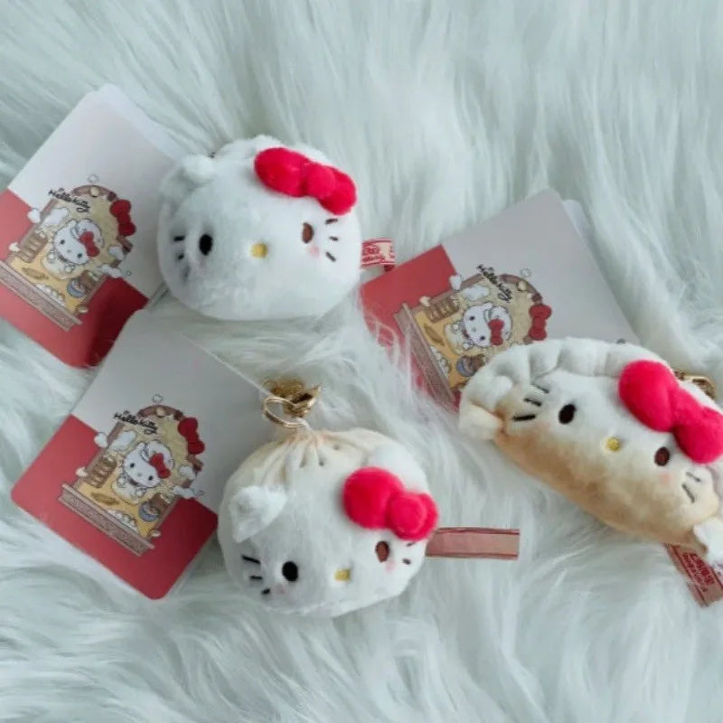 Sanrio Shanghai Breakfast series Hello Kitty plush toys Pendant Cartoon Kitty cat Kawaii dumpling Bread creativity Toy Keychain