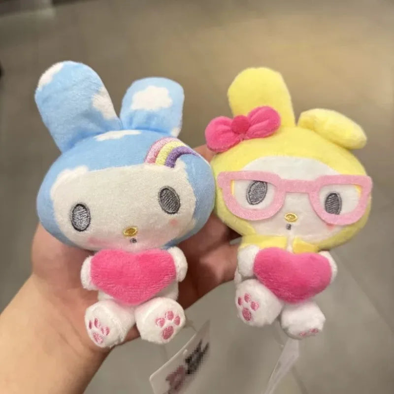 Sanrios 50th Anniversary Series Hello KittyMy Melody Plush Keychain Cute Melody heart Bag Pendant  Stuff Accessories For Gift