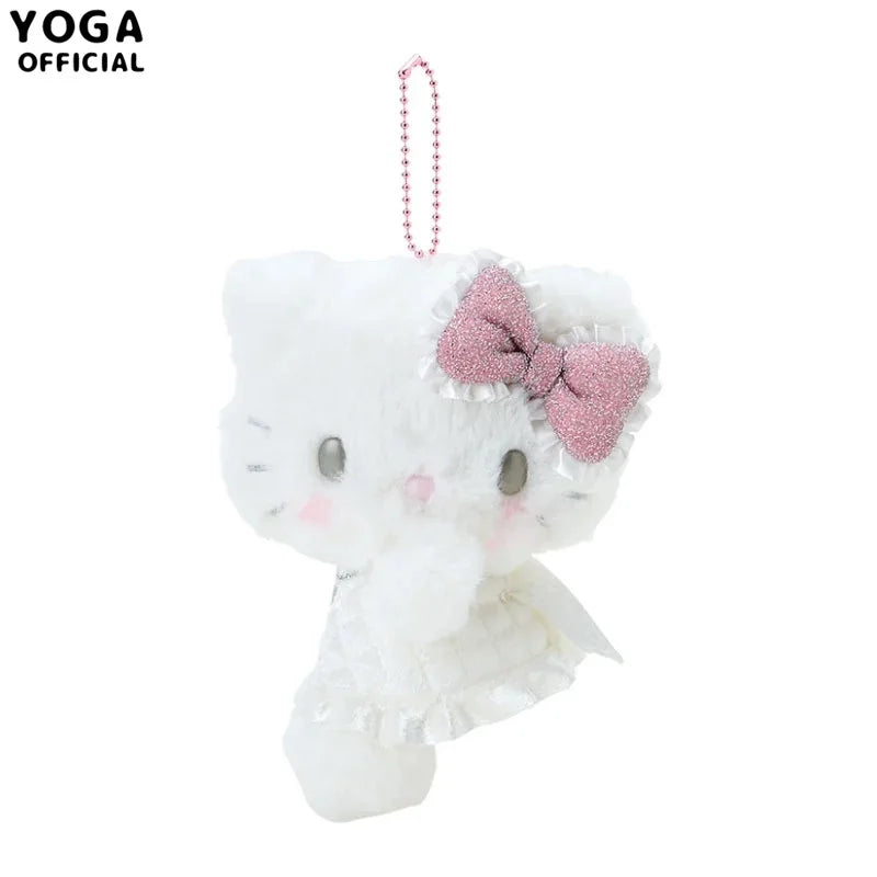 Sanrio Hello Kitty Cute Cartoon Angel and Demon Plush Toys Kawaii Backpack Pendant Keychain Accessories Girls Halloween Gifts