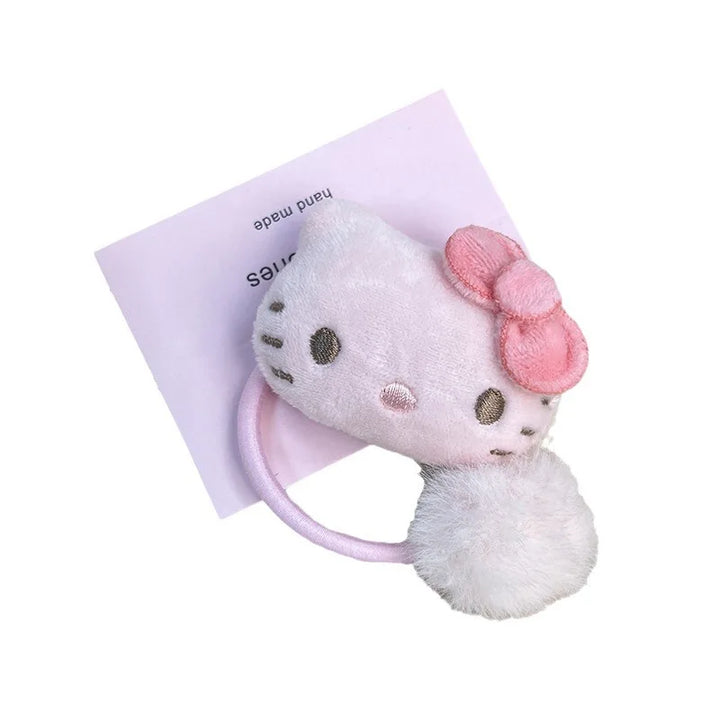 Kawaii Sanrio Hello Kitty Sweet Pink Plush Hair Loop Student Versatile Hairbands Hair Accessories Girl Birthday Gift Creative