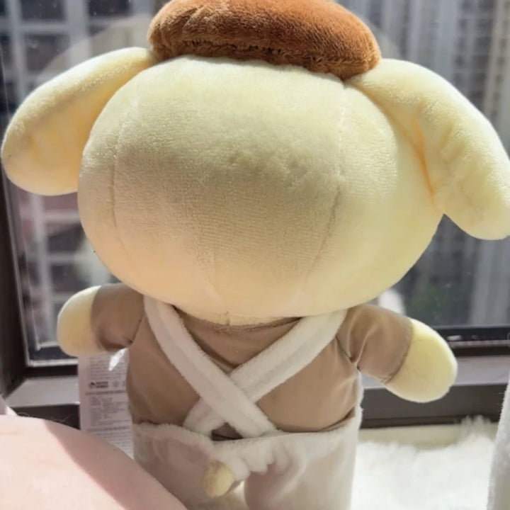 25cm Cartoon Pompompurin best Friends Overalls Series Plush Doll Pudding Dog cute Soft Stuff Doll Toy Room Decor  Birthday Gifts