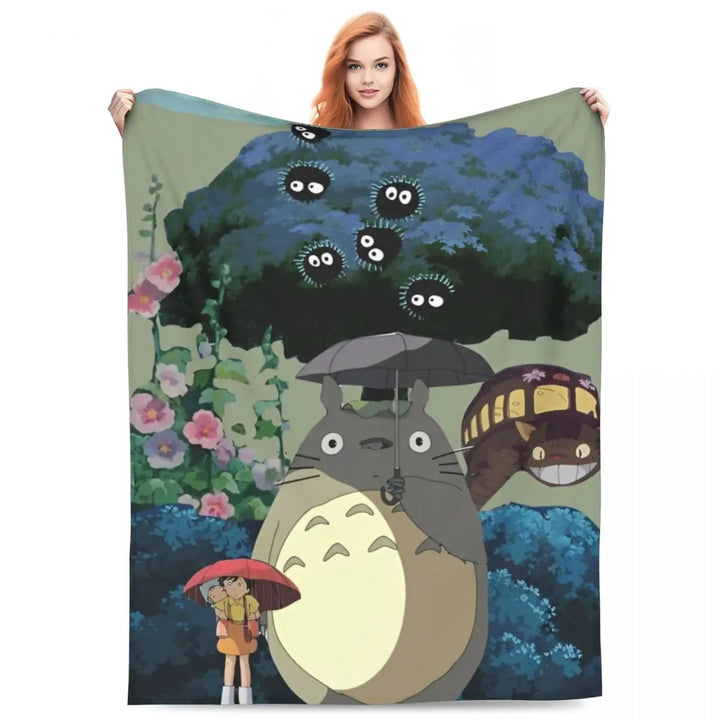 Cartoon Funny Cute T-Totoros Blanket Coral Fleece Plush  Soft Throw Blankets for Car Sofa Couch Bed Rug