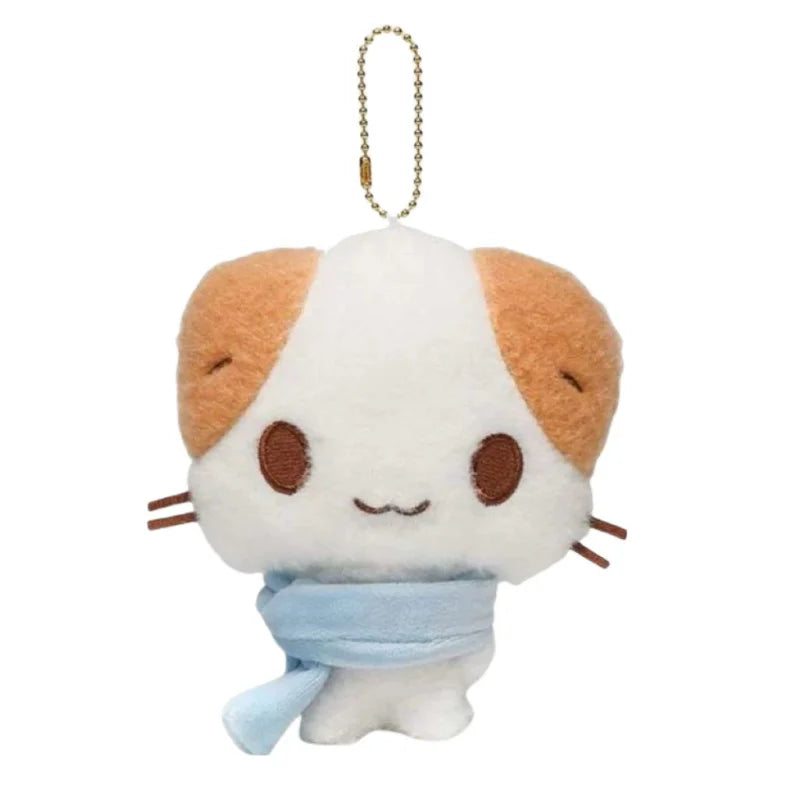 15cm Kawaii  Masyumaro Fluffy Fuwa Nyanko Cat Plush Doll Keychain Sanrios Cartoon marshmallow scarf Cat Keyring Bag Pendant gift