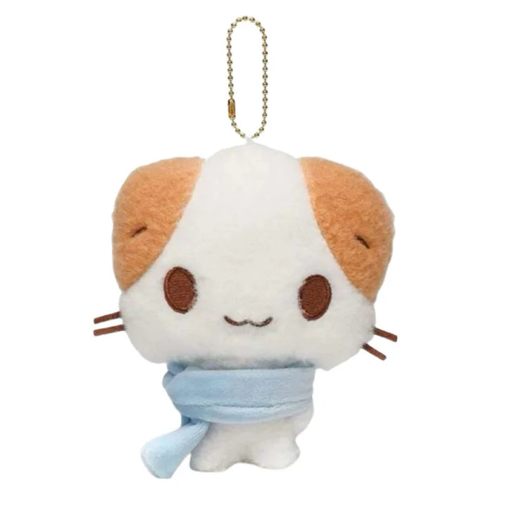 15cm Kawaii  Masyumaro Fluffy Fuwa Nyanko Cat Plush Doll Keychain Sanrios Cartoon marshmallow scarf Cat Keyring Bag Pendant gift