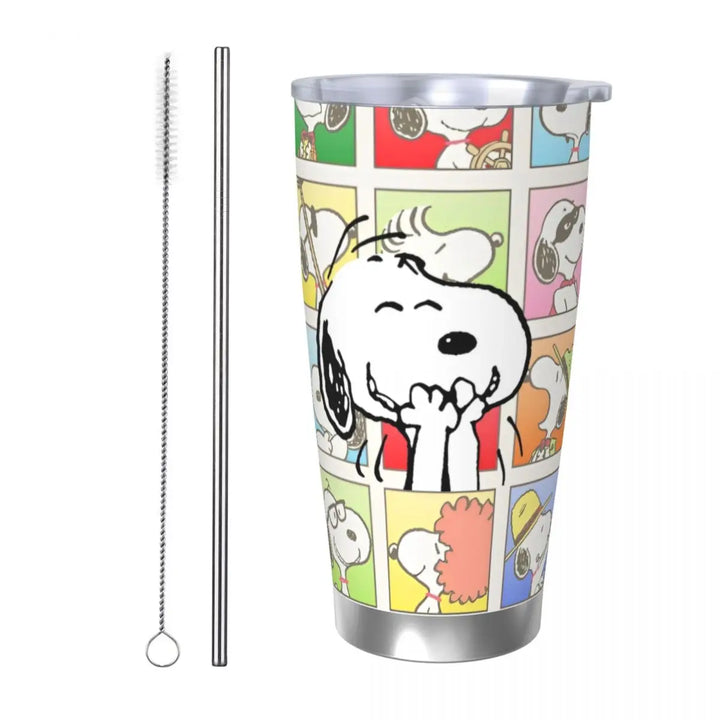 Peanuts Snoopy Flying Ace Insulated Tumbler with Lid Stainless Steel Coffee Mugs Office Home Thermos Bottle Cups, 20oz