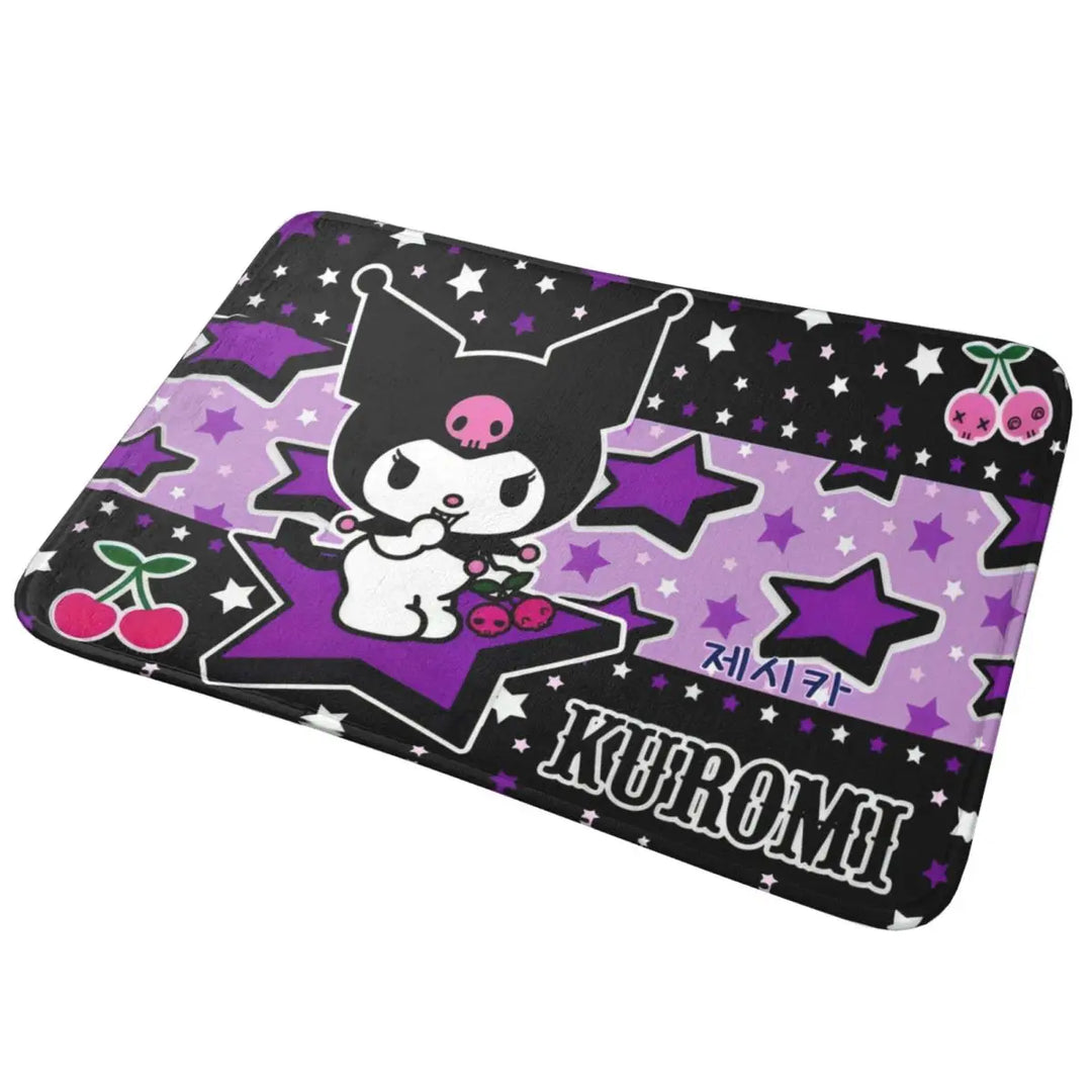 Cute Kuromi Baku Cartoon Bathroom Rugs Mat Extra Soft and Absorbent Bath Rugs Mats Carpet Non-Slip for Entrance Door Doormat