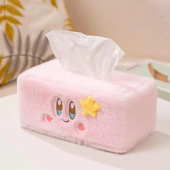 Newest Cartoon Plush Tissue Box Girls' Heart Pink Kirby Dolls Paper Towel Set Decoration Room Friends Accessories Holiday Gifts