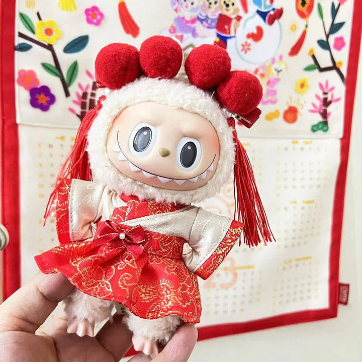 Cute Xmas Clothes for 15cm Labubu Idol Dolls New Year Plush Doll'S Clothes Hoodie Clothing Accessories Korea Kpop Exo Outfit
