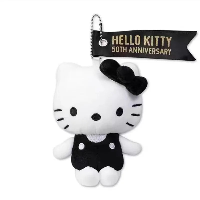 Sanrio Hello Kitty Plush Toys Kawaii 50Th Anniversary Commemorative Keychain Bag Pendant Ornament Creative Birthday Girls Gift