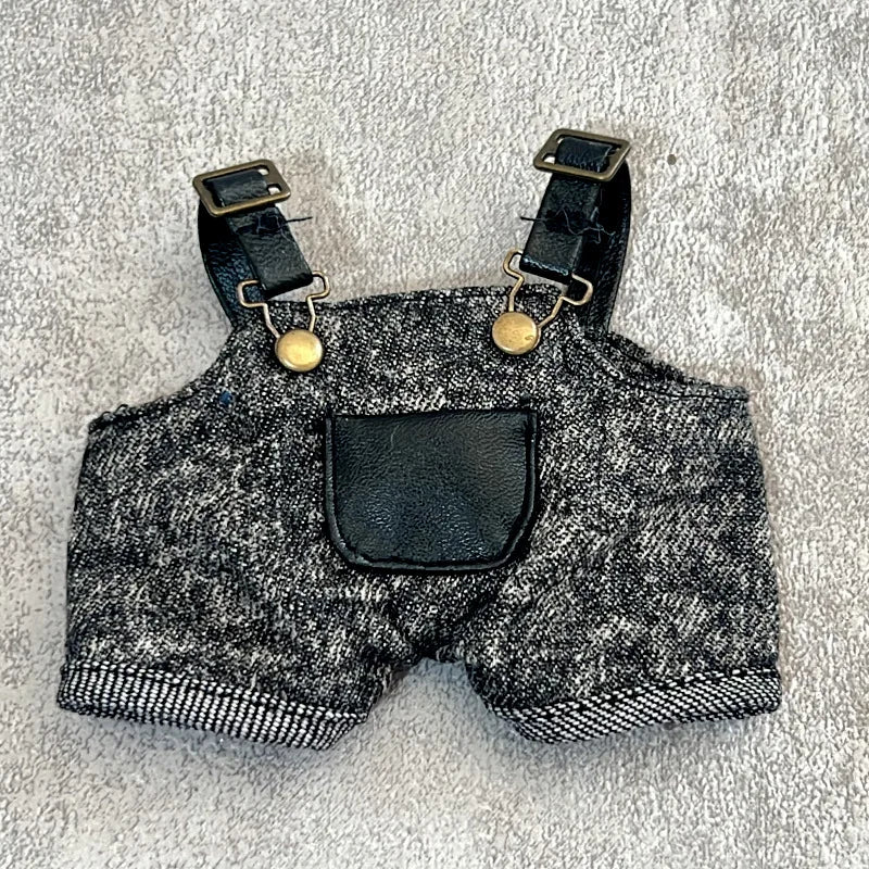 Clothes For Labubu Dolls 15/17Cm For LABUBU Sitting Party 1St 2Nd 3Rd Gen Ink-Black Overalls Set Apparel Accessories