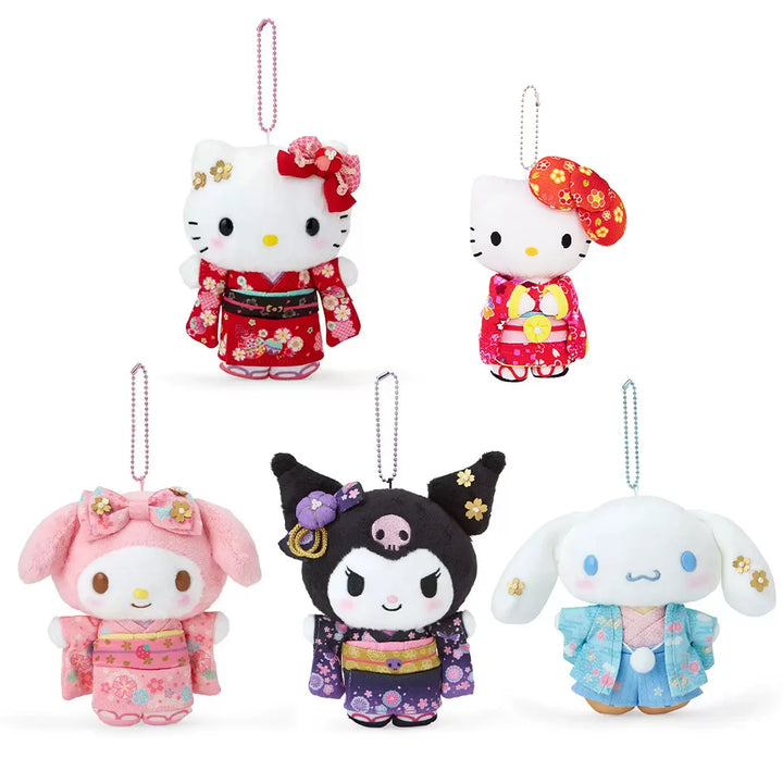 Sanrio Kuromi My Melody Kawaii Cartoon Plush Toys Keychain Kimono Hello Kitty Backpack Pendant Decoration Girls Birthday Gift