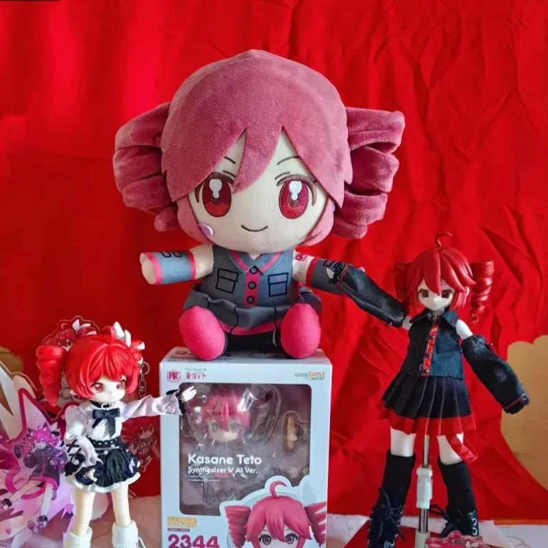 20cm Anime Kasane Teto Plush Doll Soft Cotton Doll Cartoon Doll Bedroom Ornaments Soft Pillow for Fans and Friends Holiday Gifts
