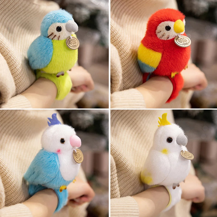 Toucan Key Ring Holder Stuffed Bird Parrot Bracelet Slap Band Plush Toys Pelican Sitting Soft Dolls Functional Gifts Bag Pendant
