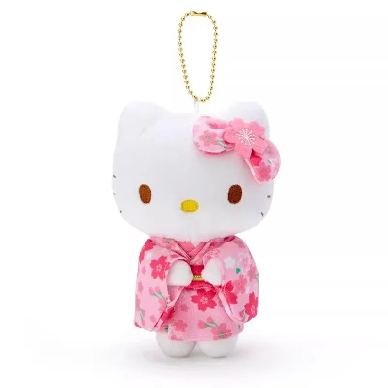 Sanrio Hello Kitty Plush Toys Kawaii Sakura Kimono Keychain Backpack Pendant Accessories Girl Student Birthday Creative Gift