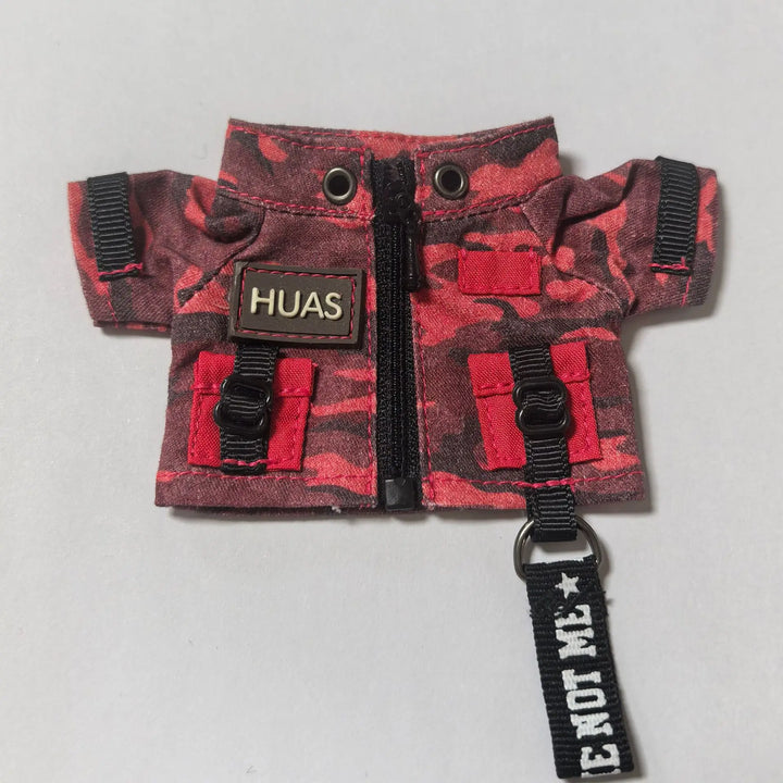 15/17cm Labubu Clothes Trendy Fisherman Hat Camouflage Suit Kawaii Mini V1 V2 V3 Labubu Clothing Plush Doll Accessories Gift