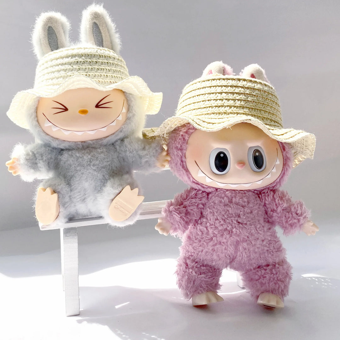 15cm/17cm Rab Doll Hat Headwear Leaky Ears Straw Hat Accessories Lace Wave Sunshade Hat Cute Hat Dressing