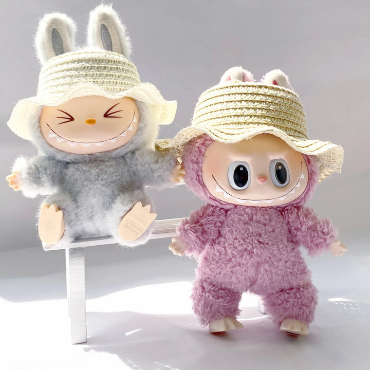 15cm/17cm Rab Doll Hat Headwear Leaky Ears Straw Hat Accessories Lace Wave Sunshade Hat Cute Hat Dressing