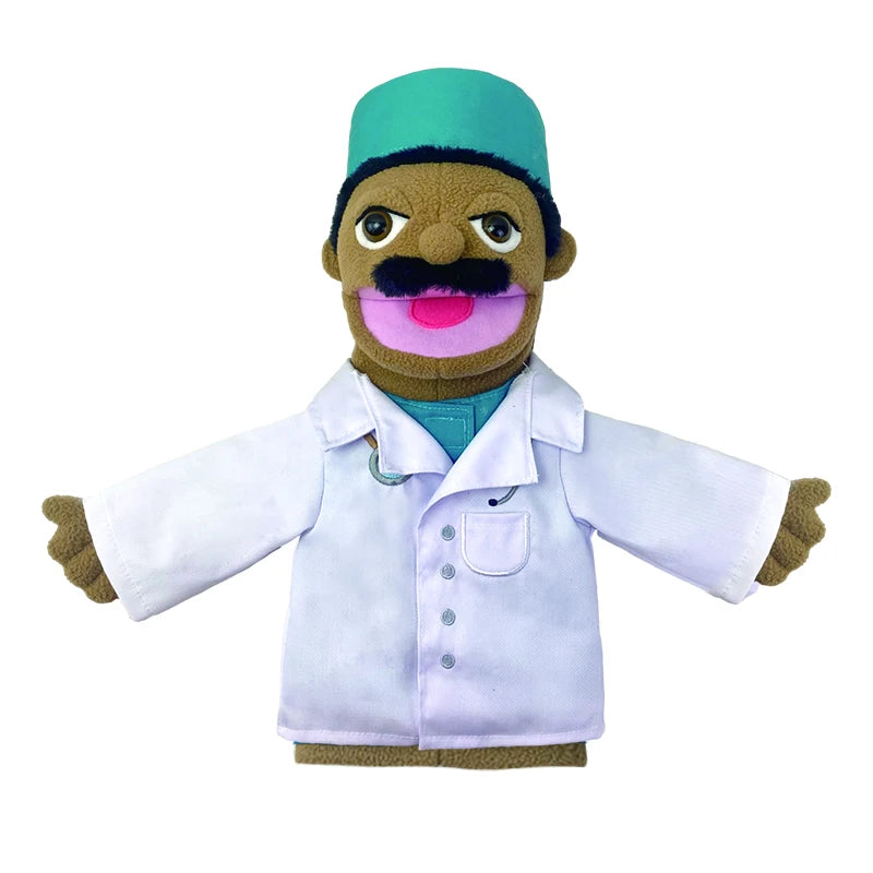 Cute Cartoon Profession Series Hand Puppet Plush Doctor Police Officer Nurse Teacher Job Puppet Ventriloquism Doll