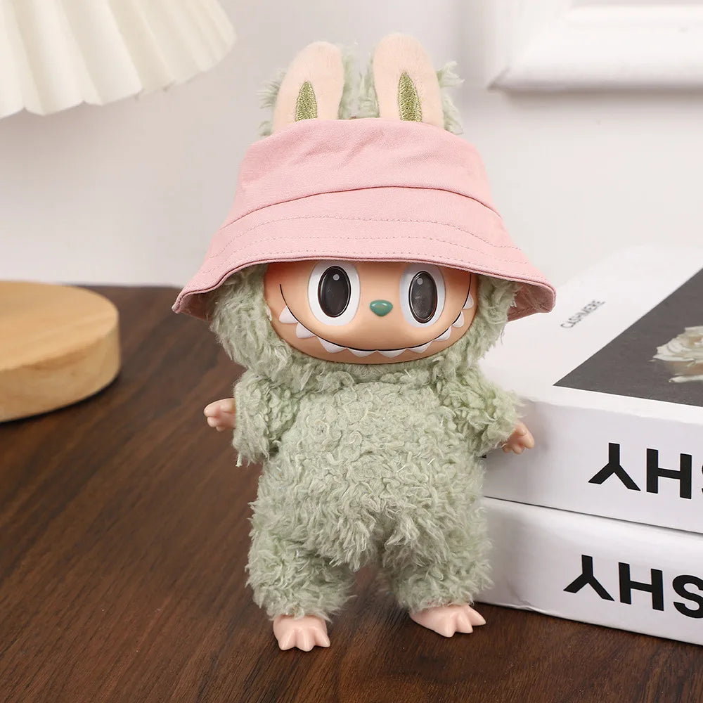 Labubu Doll Hat 15/17cm Plush Doll'S Accessories Bucket Hat Sitting Party Labubu I II Idol Dolls Hat