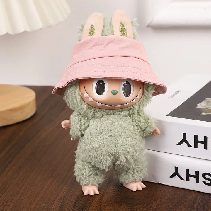 Labubu Doll Hat 15/17cm Plush Doll'S Accessories Bucket Hat Sitting Party Labubu I II Idol Dolls Hat