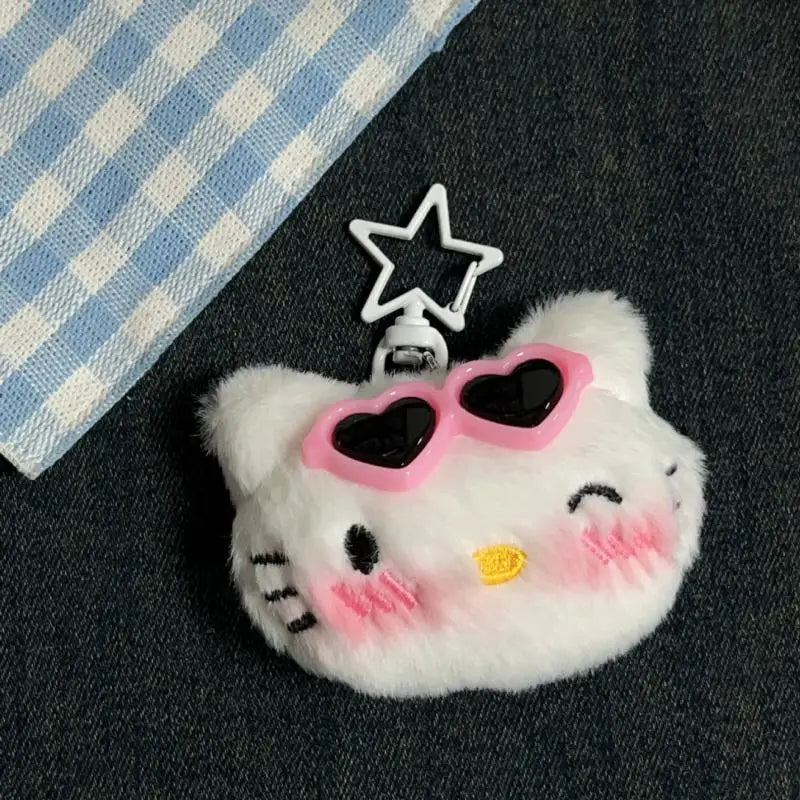 Sanrio Hello Kitty Kawaii Shy Sunglasses Kt Cat Plush Toys Bag Pendant Y2K Cartoon Keychain Friends Birthday Christmas Gifts