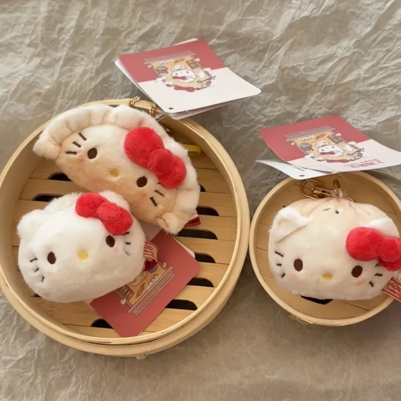 Sanrio Shanghai Breakfast series Hello Kitty plush toys Pendant Cartoon Kitty cat Kawaii dumpling Bread creativity Toy Keychain