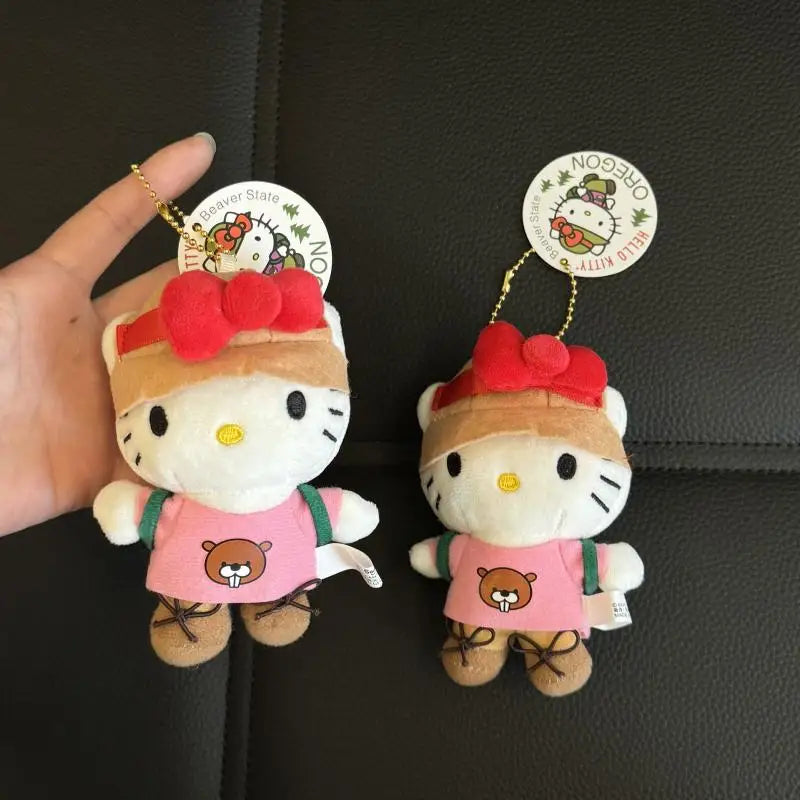 Kawaii Sanrio Hello Kitty Hiking Bag Pendant Cartoon Plush Toys Keychain Accessories Boy and Girl Couple Birthday Creative Gifts