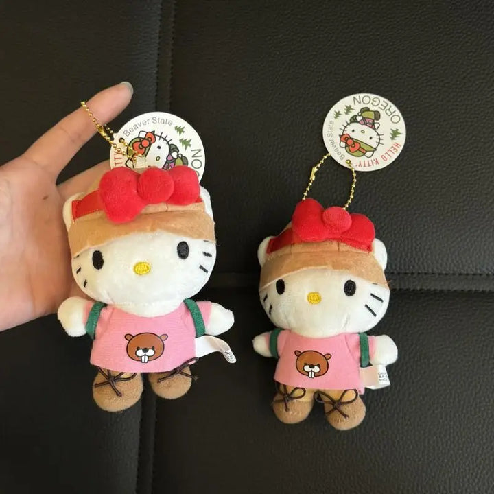 Kawaii Sanrio Hello Kitty Hiking Bag Pendant Cartoon Plush Toys Keychain Accessories Boy and Girl Couple Birthday Creative Gifts