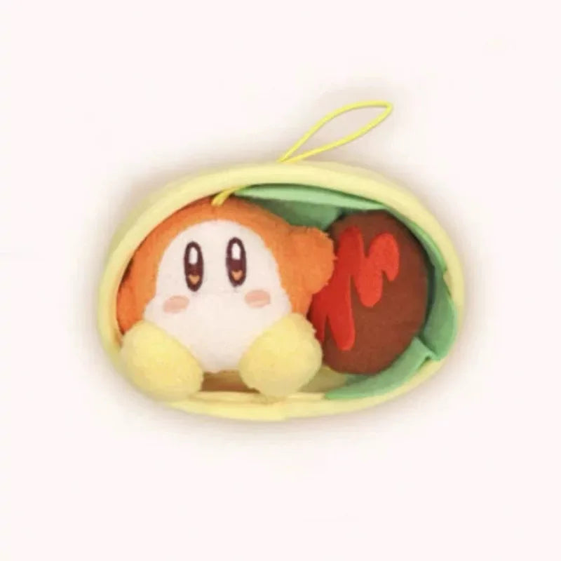 Anime Star Kirby Costume Plush Doll Keychain Bento Hamburger Series Stretchable Doll Kawaii Backpack Hang Pendant  Birthday Gift