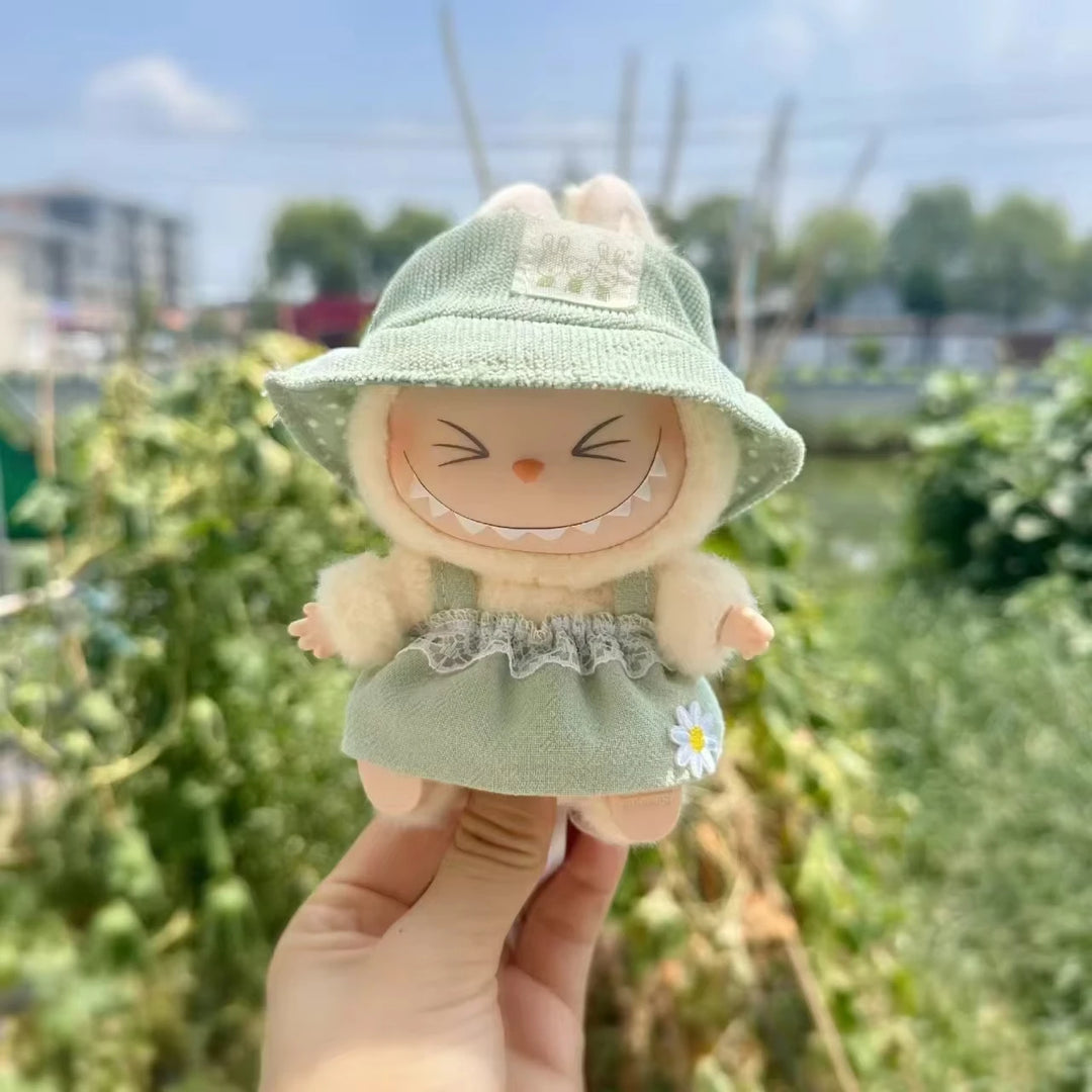 Cute Mini Plush Doll'S Fresh & Chic Sleeveless Dress 15/17cm Labubu I II III Idol Dolls Accessories For Sitting Party Clothing