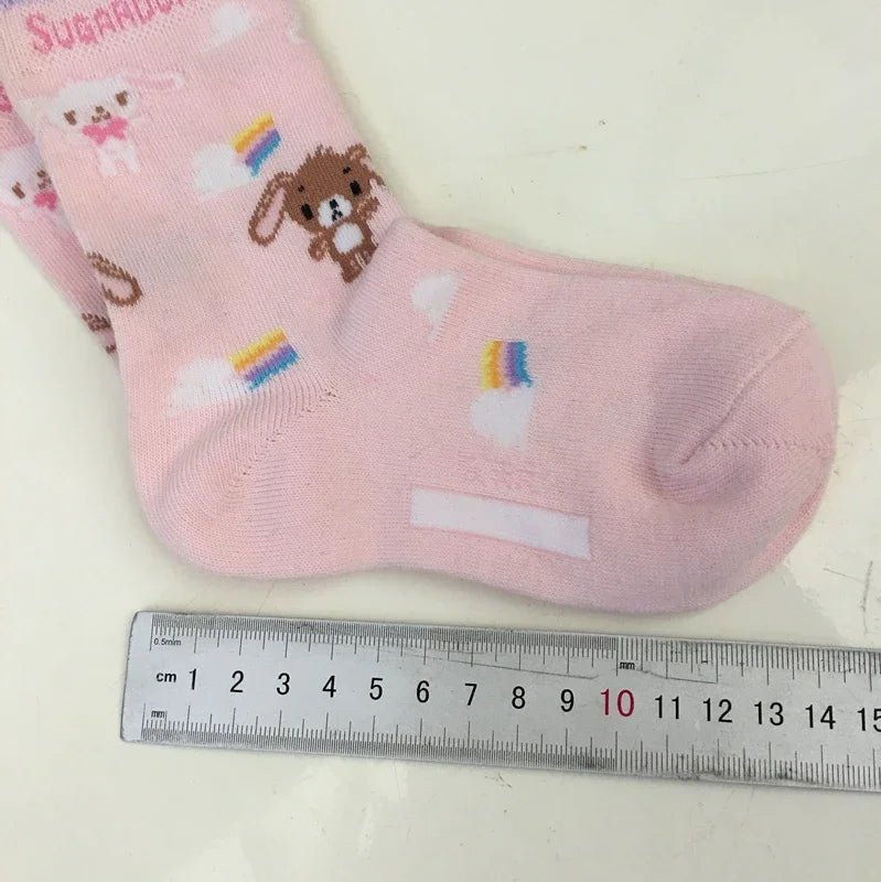 Cute Sugarbunnies Long Socks for Girls Kids Kawaii Cartoon Anime Pink Cotton Socks