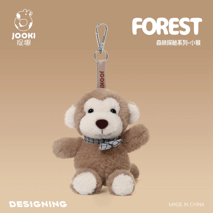 Pink Pig Stuffed Farm Animal Keychain White Sheep Plush Key Ring Holder Small Monkey Soft Dolls Pendants Bag Accessory Fun Gifts