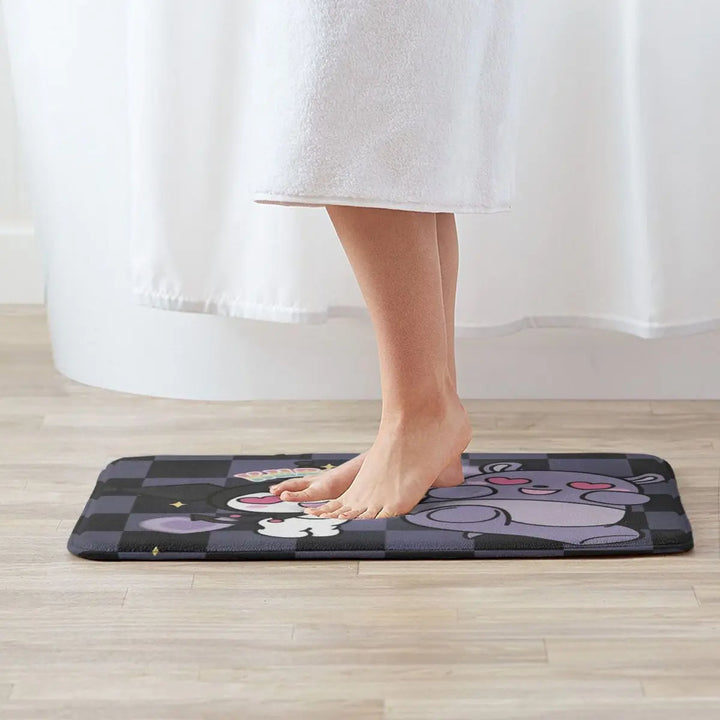 Happy Cartoon Kuromi Baku Memory Foam Bath Mat Rug Non-Slip Ultra Soft Bathroom Floor Rugs Carpet For Bath Shower Tub