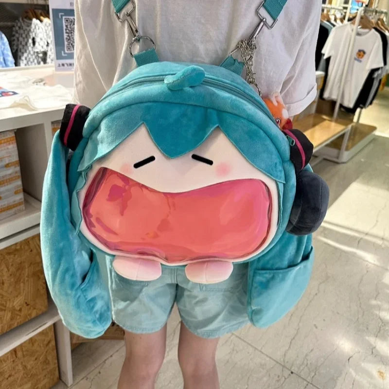 New Hatsune Miku Cat Shoulder Bag Backpack Cute Anime Girl Plush Cartoon Kawaii Knapsack Student Bag Packet Customized Gifts