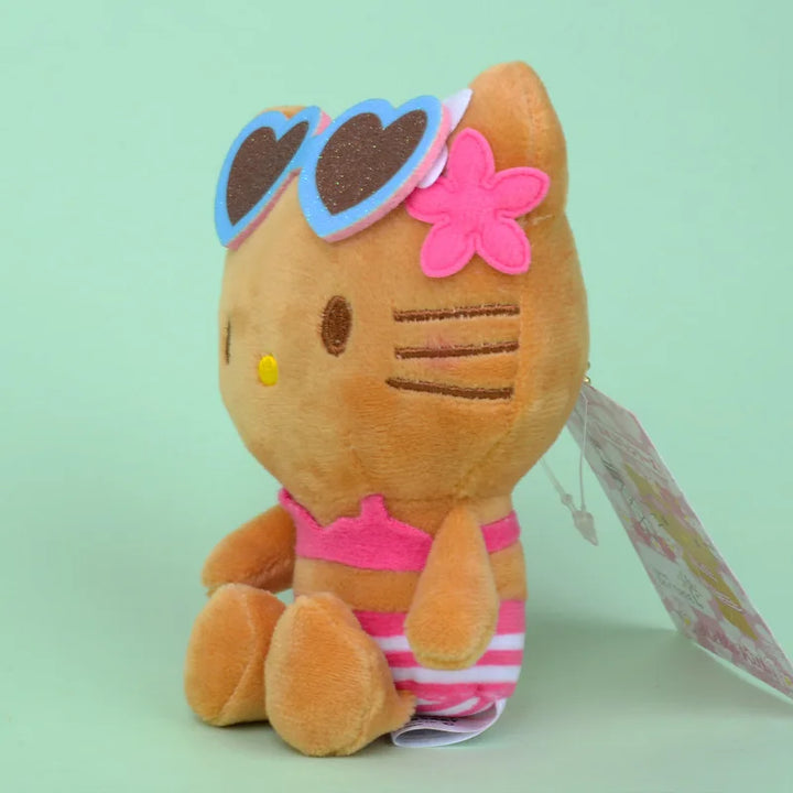 Sanrio Hello Kitty Kawaii Black Skin Sunglasses Bikini Plush Toys Backpack Pendant Cartoon Keychain Doll Girls Decoration Gift