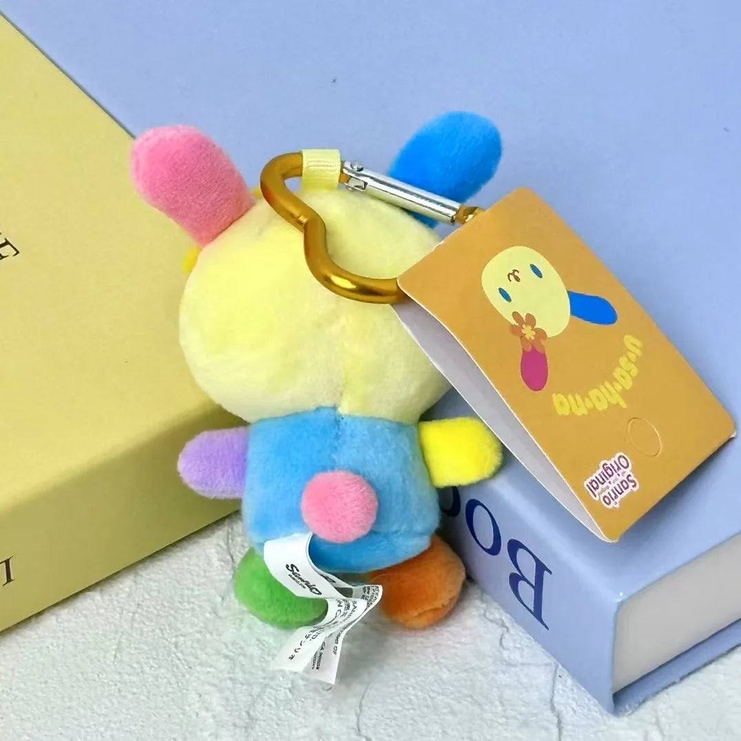 NEW 8CM Sanrio Usahana Plush Doll Keychain Anime Bunny Rabbit heart Keyring Bag Pendant Toy Doll gift Small Keyring Girls Toys