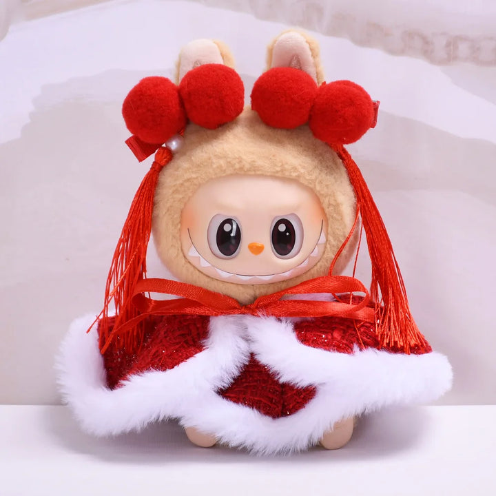 17cm Labubu I II Idol Dolls Clothes Bell Shawl Outfit Christmas Cape Snowman Deer Korea Kpop Exo Clothing Plush Doll'S Clothes