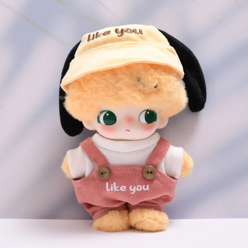 DIMOO WORLD Doll Box Pendulum Accessories Doll Clothes Watermelon Print Overall & T-shirt Set Labubu Doll Clothes