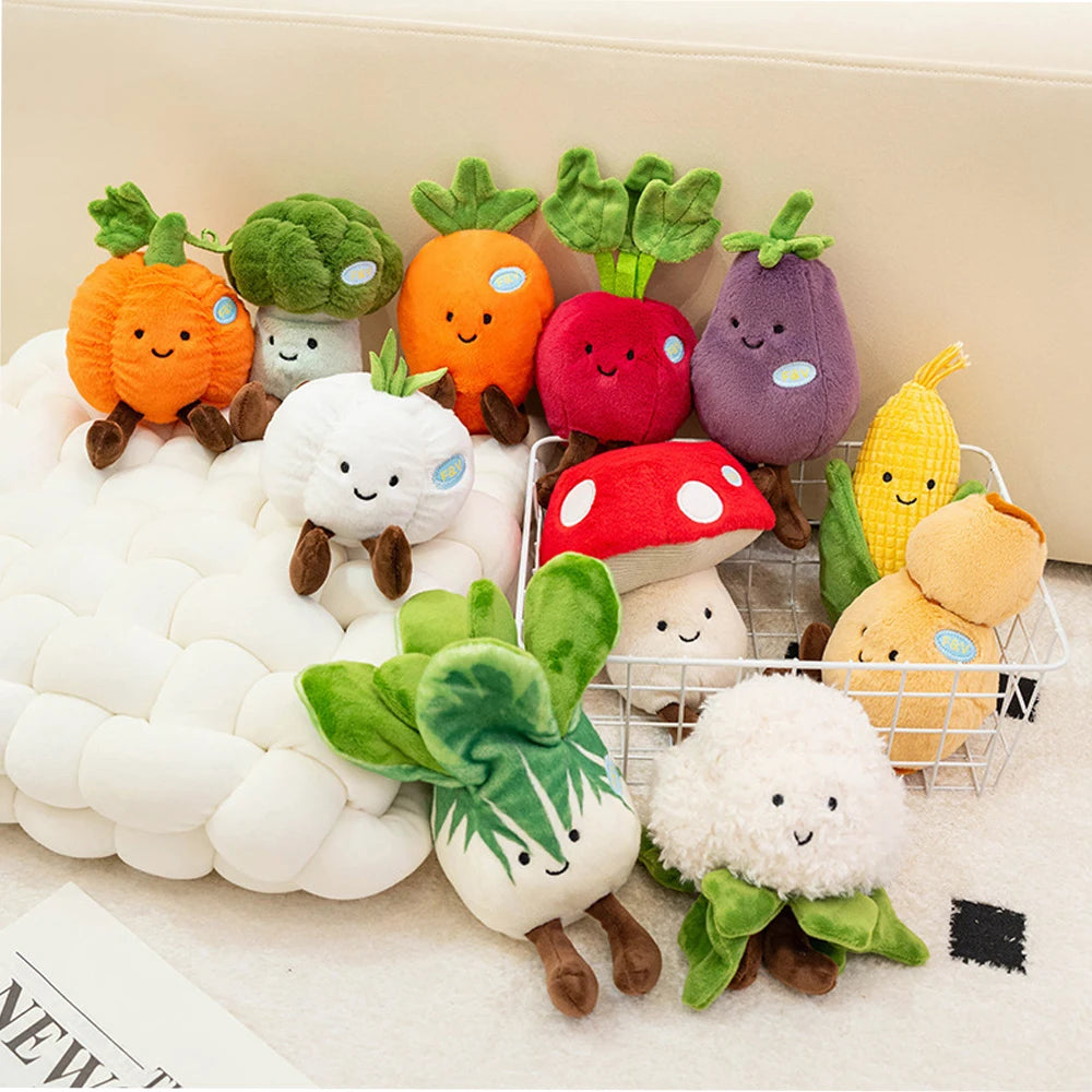 A Variety of Vegetable Plush Toys Eggplant Cartoon Cauliflower Soft Dolls Broccoli Plushie Red Tulip Stuffed Toys Cabbage Garlic