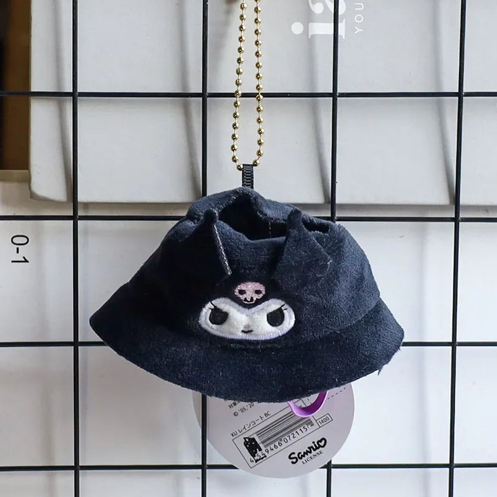 Sanrio Kuromi Doll Hat with KeyChain Labubu Kawaii Hello Kitty Kuromi Cinnamoroll Melody Pendant Cute Labubu doll accessories