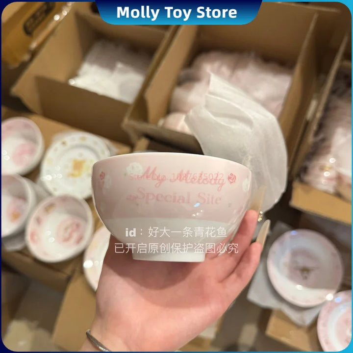 Kawaii Sugarbunnies My Melody Hellokitty Ceramic Ramen Bowl Tableware Salad Bowl Rice Bowl Large Capacity Household Soup Bowl