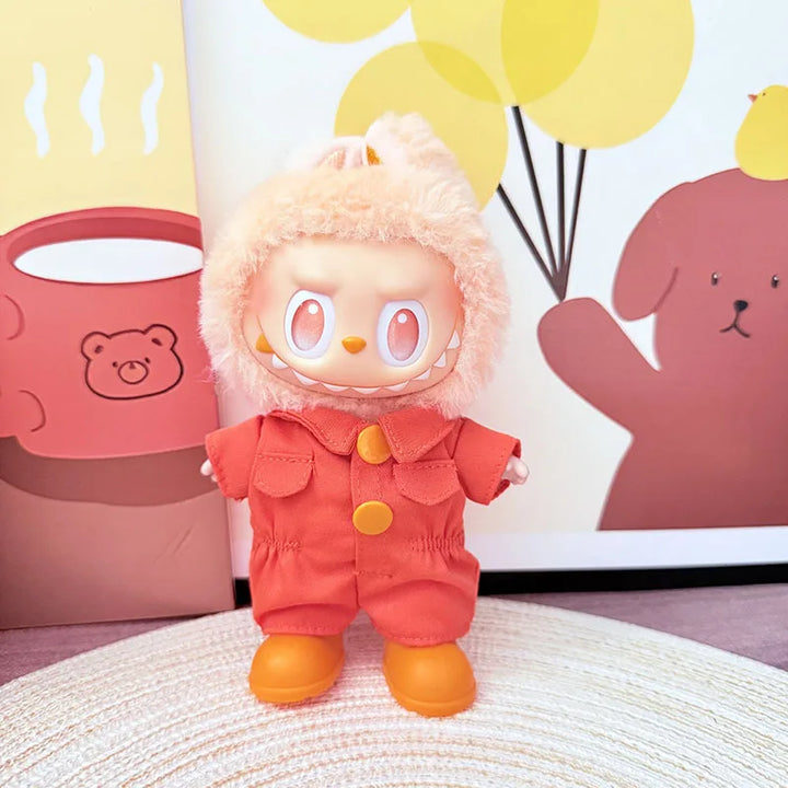 Fashion 17cm Labubu 1st/2nd/3rd Gen Cute Bunny Outfits Pink Bow Set Colorful Cargo Onesie Shoes Sitting Party Doll Clothes