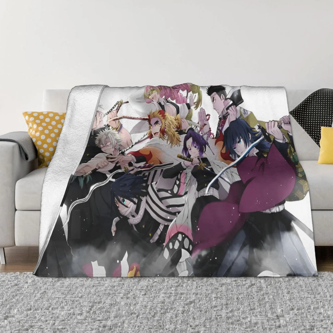 Demon Slayer Japanese Anime Blankets Coral Fleece Plush All Season Portable Soft Throw Blanket for Home Travel Bedding Throws