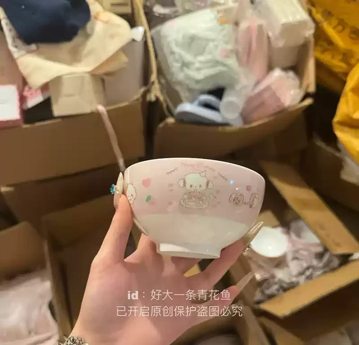 Kawaii Sugarbunnies My Melody Hellokitty Ceramic Ramen Bowl Tableware Salad Bowl Rice Bowl Large Capacity Household Soup Bowl